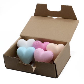 Gift set of 6 Heart shaped bath bombs.