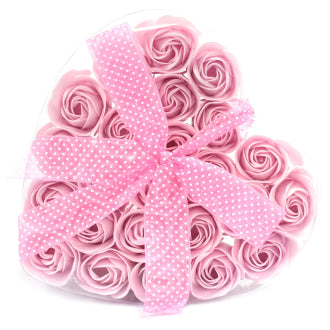 24 Pink Roses Soap Flower Heart Box - Flower Soap- Bath Soaps